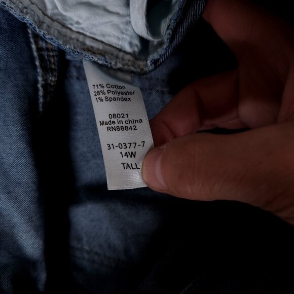 Woman Within Blue Jeans Size 14W Tall Camo Denim Pants Stretch Casual Urban - Picture 13 of 15